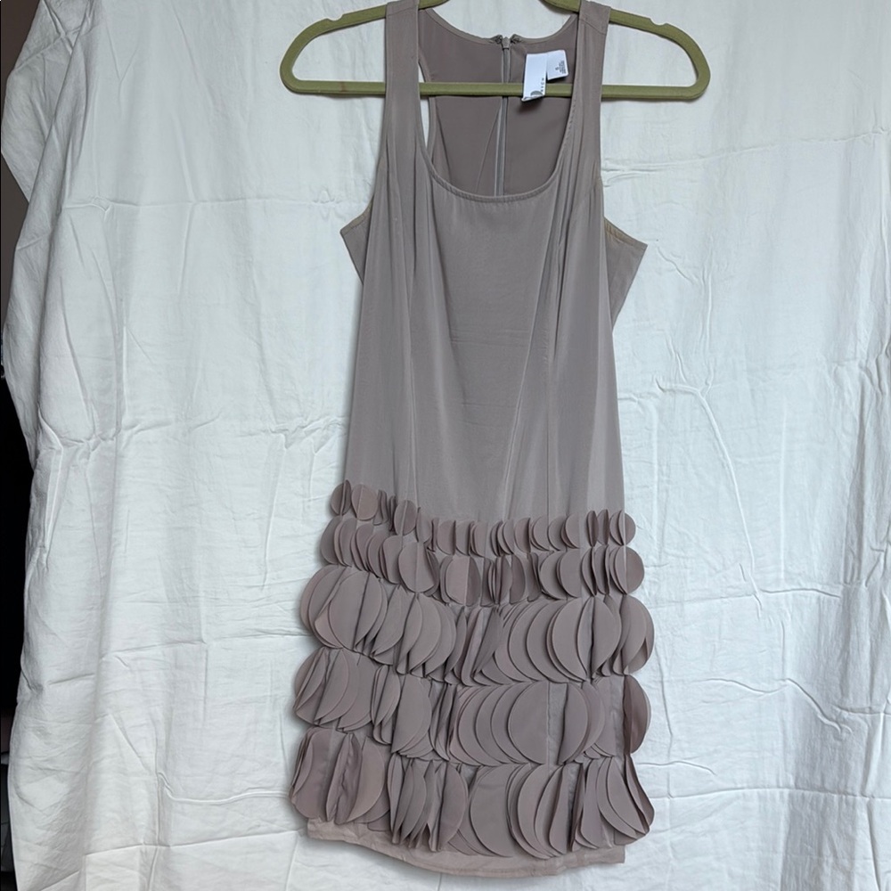 2B.Rych Gray Ruched Ruffled Sheath Mini Dress